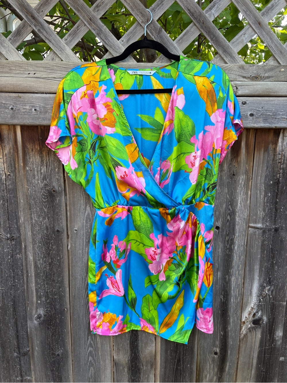 Zara floral print wrap dress